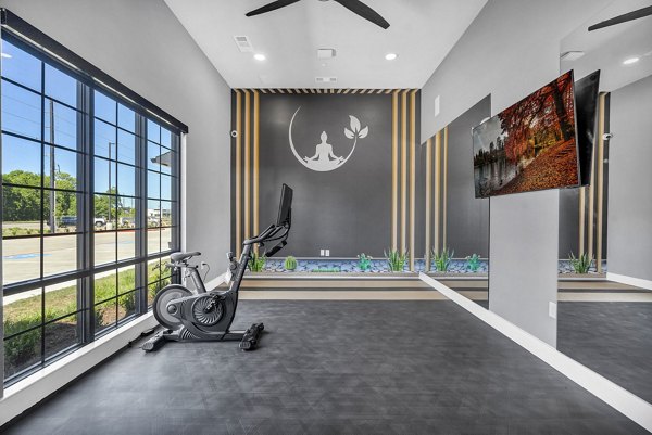 Modern fitness center with state-of-the-art equipment at Preserve at Highway 6 Apartments