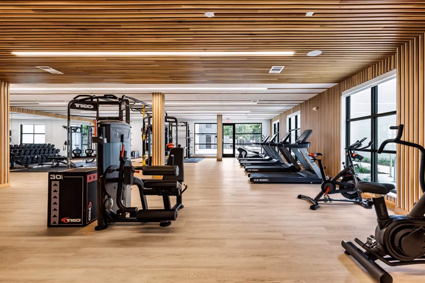 Luxury fitness center with modern equipment at Windsor Commons Apartments