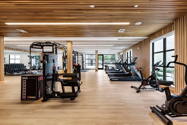 Luxury fitness center with modern equipment at Windsor Commons Apartments
