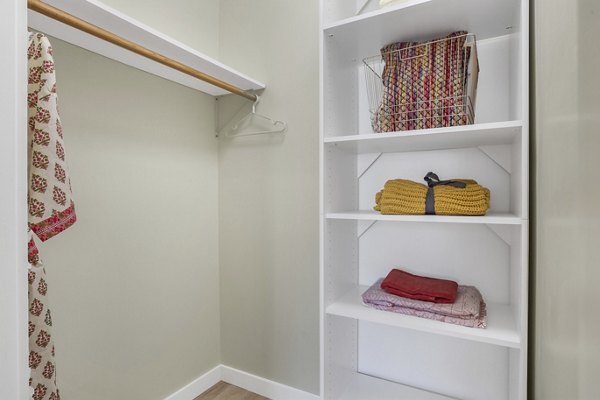 Spacious closet with built-in organizers at Fremont City Center Apartments