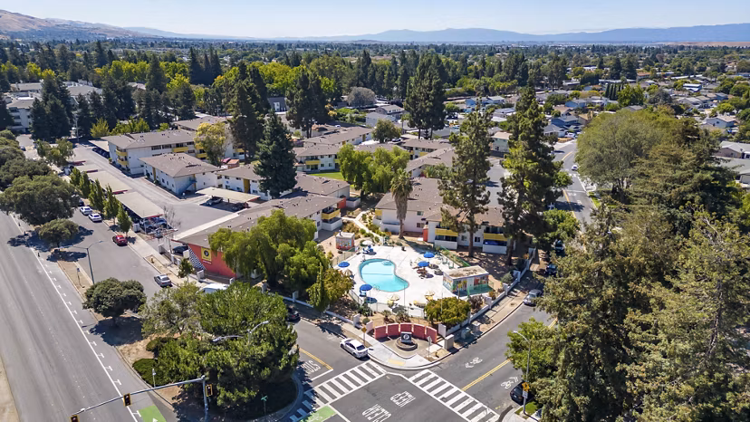 Fremont City Center Apartments: Stunning view of luxury high-rise apartments in a vibrant urban setting