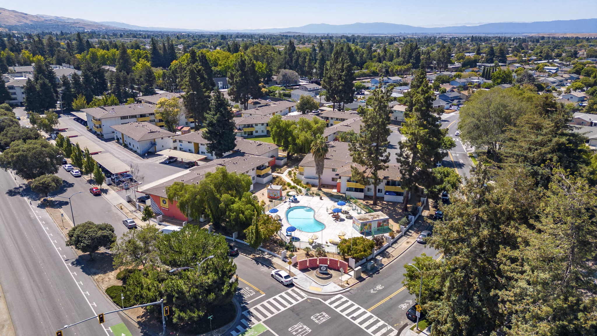 Fremont City Center Apartments: Stunning view of luxury high-rise apartments in a vibrant urban setting