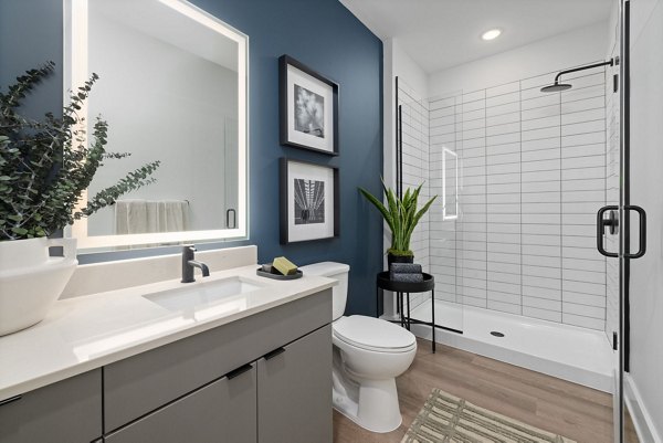 Modern bathroom with sleek fixtures at The Point Apartments