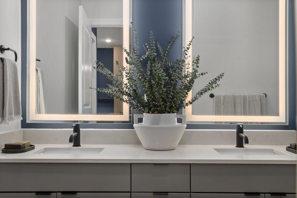 Modern bathroom with sleek fixtures at The Point Apartments, offering luxury living with Greystar quality