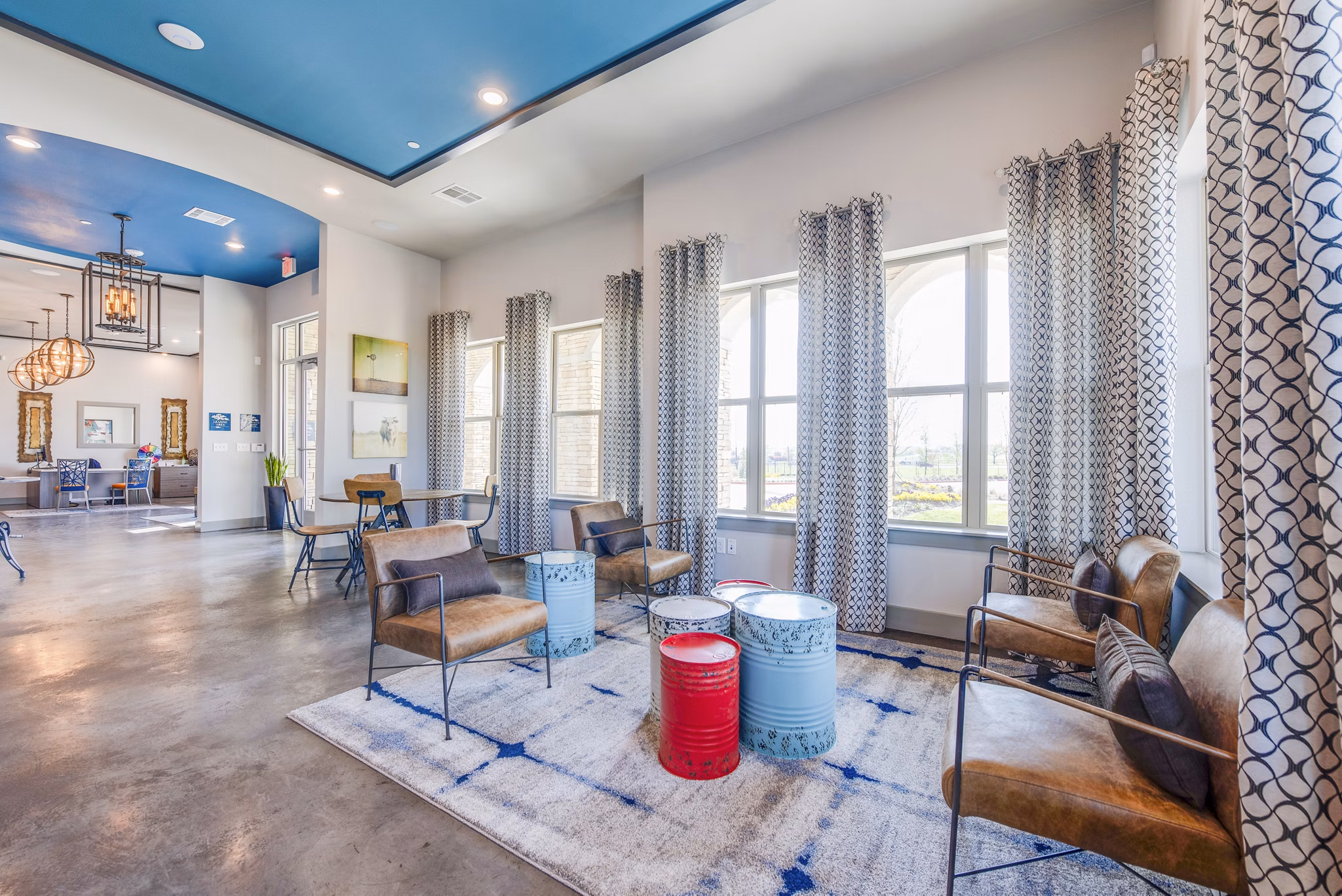 Modern clubhouse with elegant seating at Bellrock Upper North Apartments