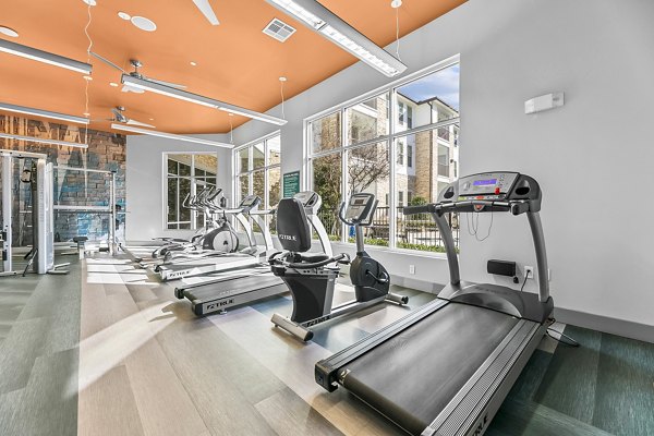 State-of-the-art fitness center with modern equipment at Bellrock Upper North Apartments