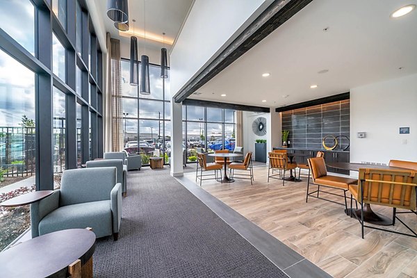 Clubhouse featuring modern decor and cozy seating at Vibe Med Center Apartments