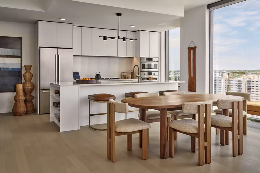 dining room at 700 River Apartments