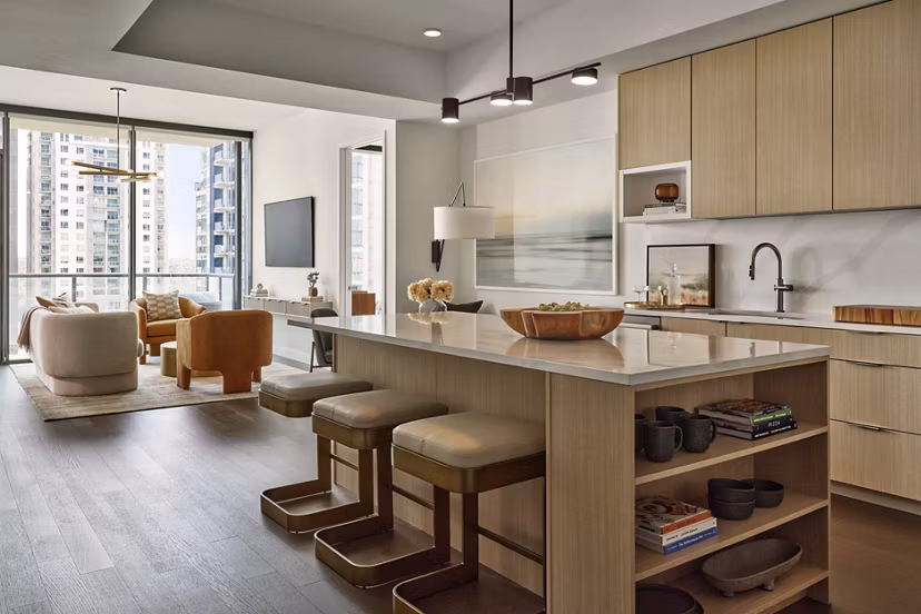 dining room at 700 River Apartments