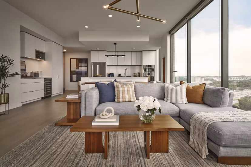 living room at 700 River Apartments