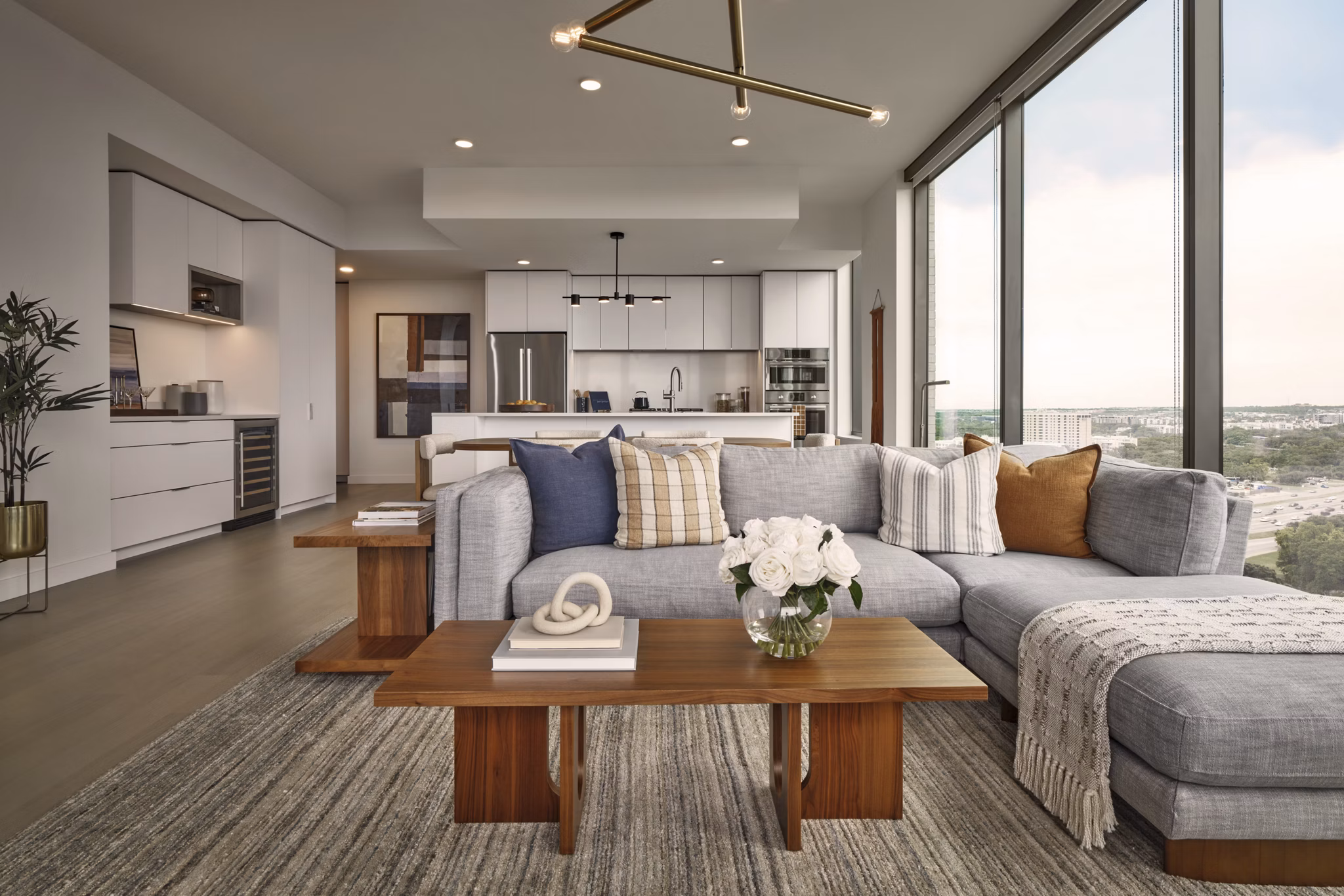 living room at 700 River Apartments