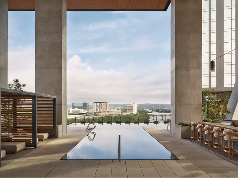 pool at 700 River Apartments