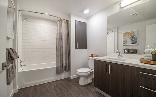 bathroom at MODA at Monrovia Station Apartments