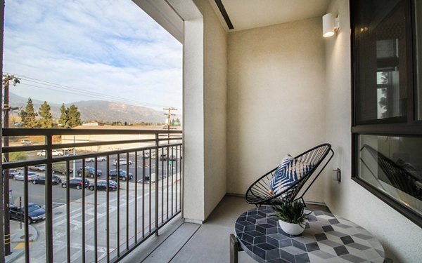 Inviting patio at MODA at Monrovia Station Apartments, perfect for outdoor relaxation and socializing at this luxury property