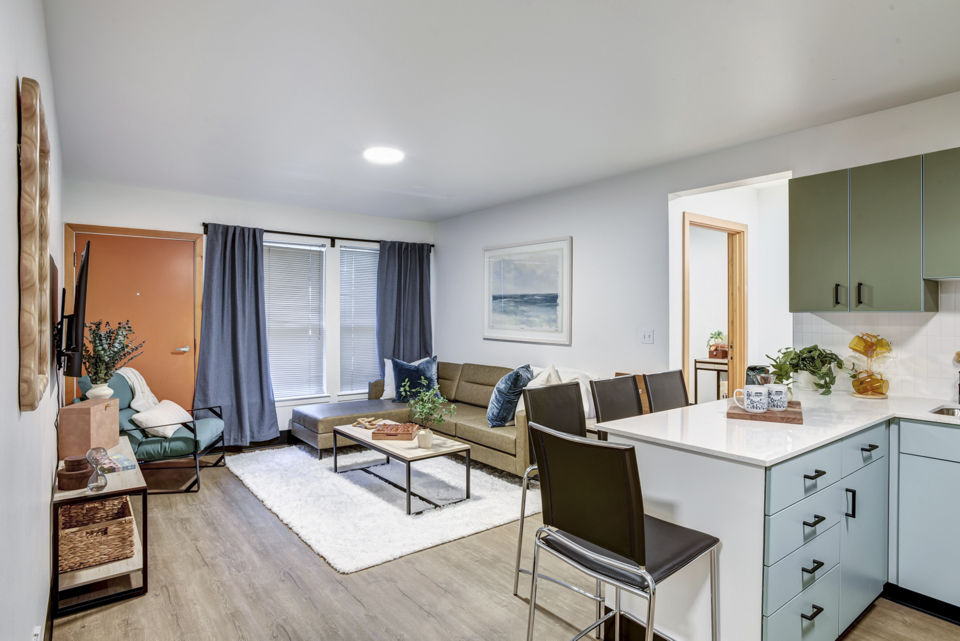 living room at Nordheim Court Apartments 