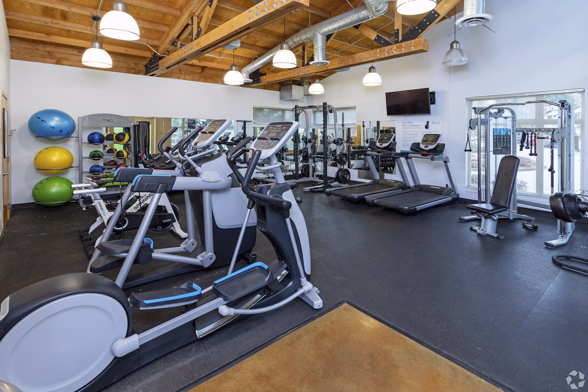 fitness center at Radford Court Apartments