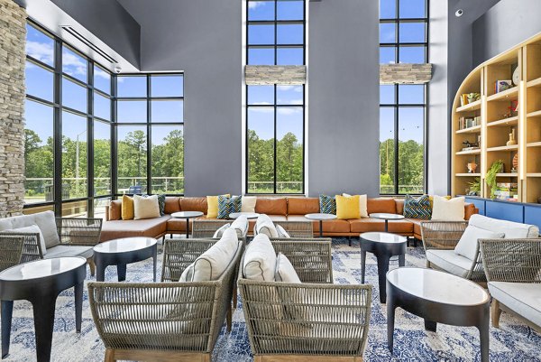 Luxury clubhouse featuring modern design elements at NOVEL Morrisville Apartments in North Carolina