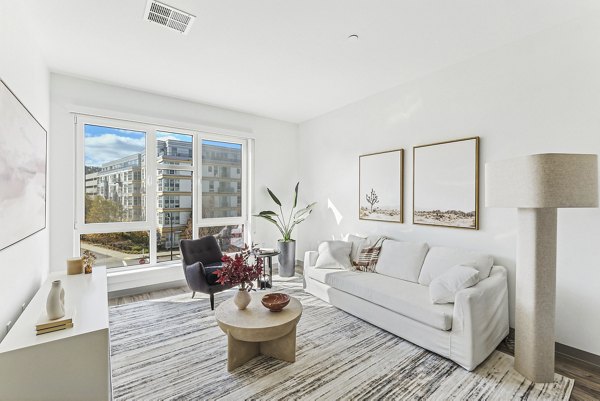 living room at The Park at Southside Works Apartments