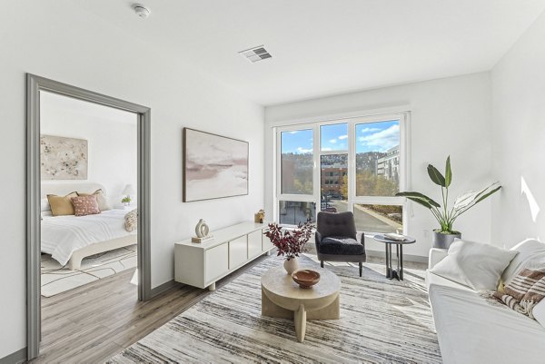 living room at The Park at Southside Works Apartments