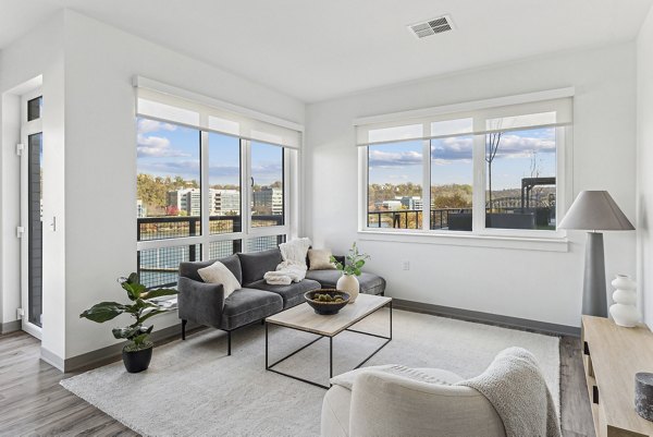 living room at The Park at Southside Works Apartments