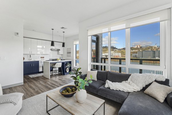 living room at The Park at Southside Works Apartments