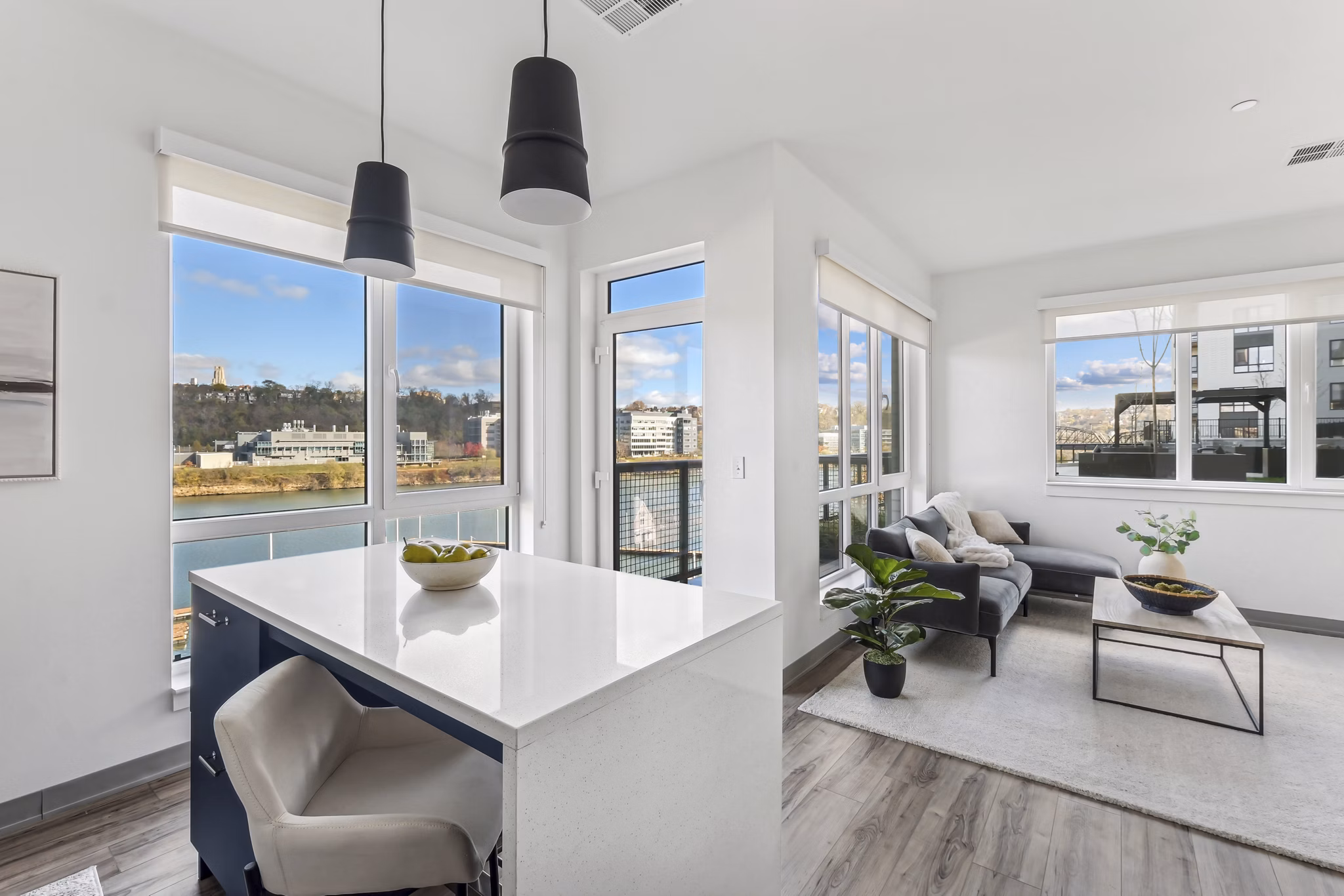 living room at The Park at Southside Works Apartments