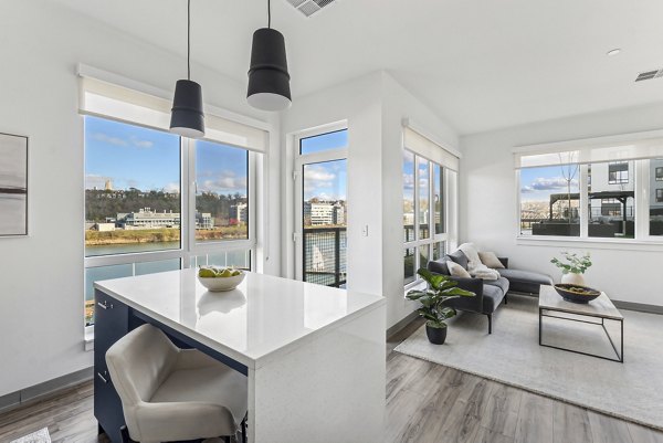 living room at The Park at Southside Works Apartments