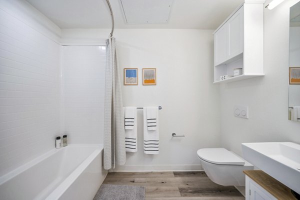 Luxurious bathroom with modern fixtures at 2911 Adams Apartments