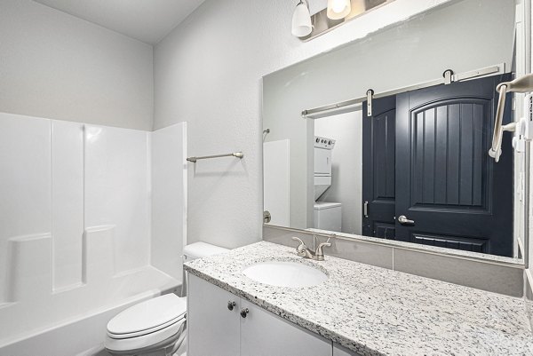 bathroom at The Cottages at Woodmen Heights Apartments