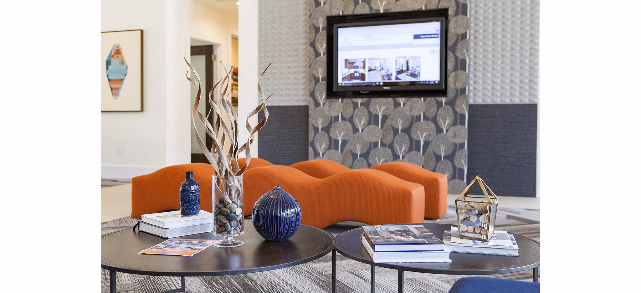 Elegant clubhouse with modern seating at Avana Portico Apartments, perfect for social gatherings and community events