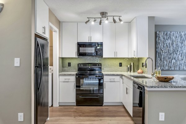 Modern kitchen featuring stainless steel appliances at Avana Matthews Apartments