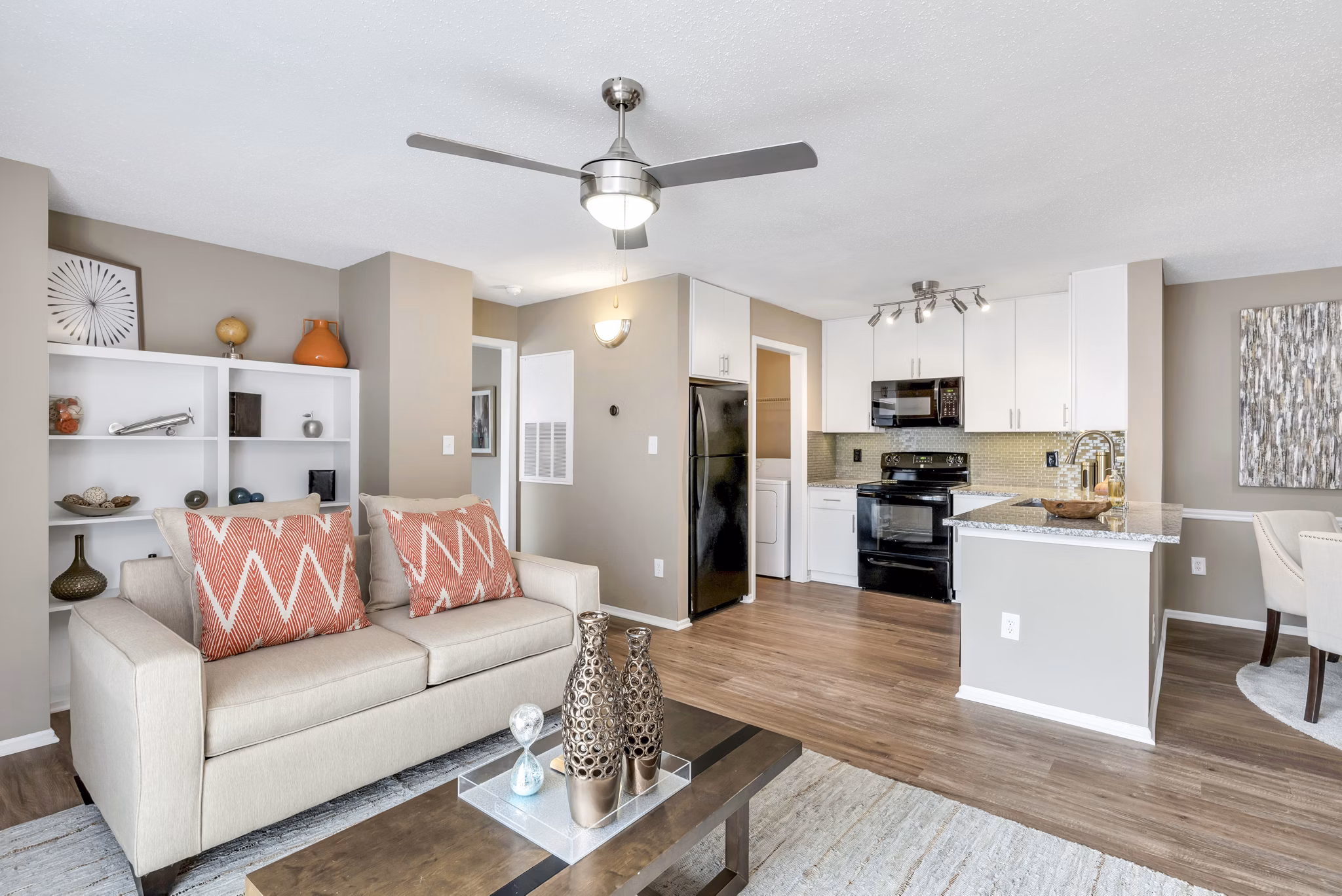 Spacious living room with modern decor and natural light at Avana Matthews Apartments â€“ perfect for luxury living