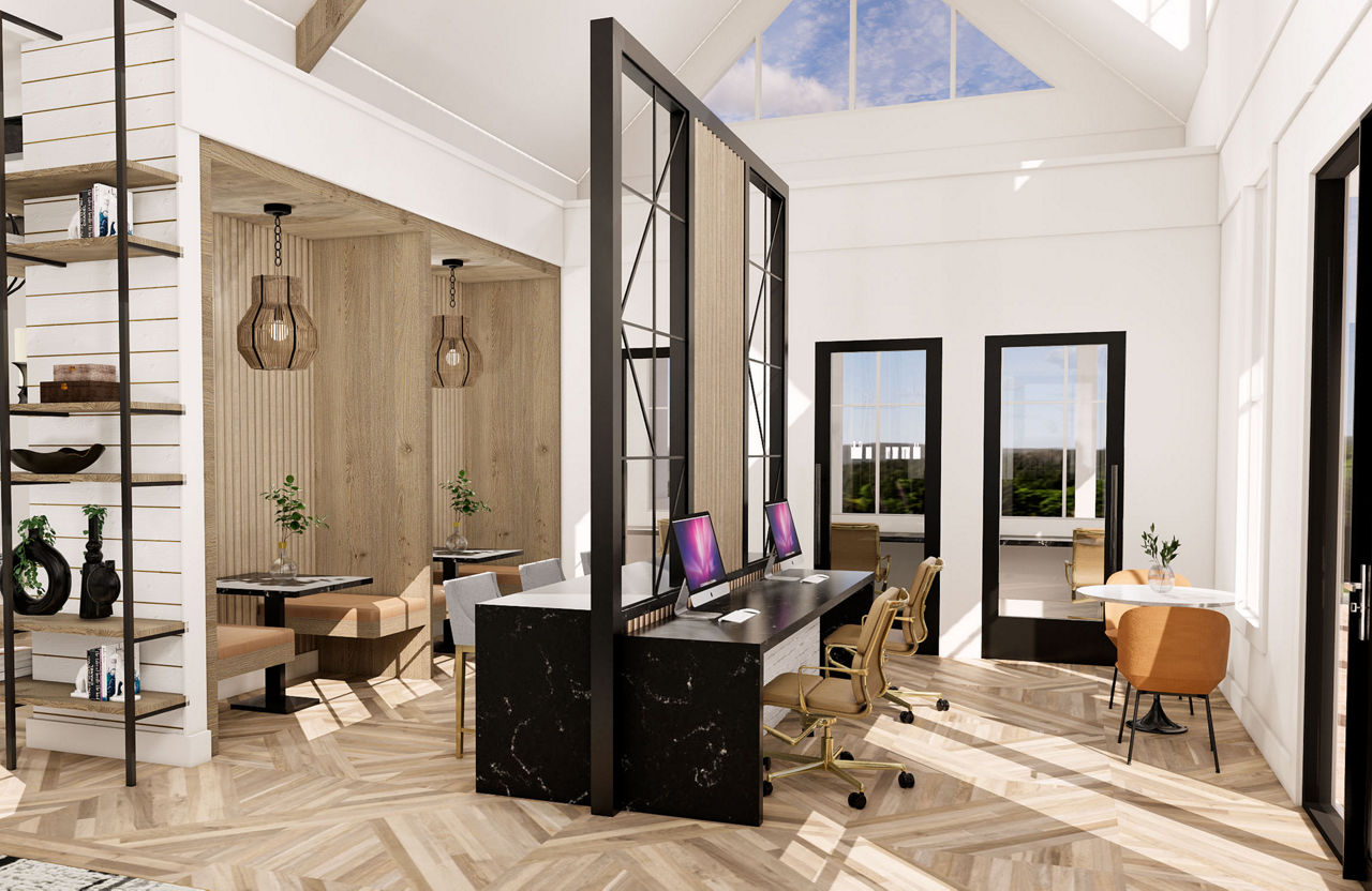 Work space at Alta Harris Farms Apartments
