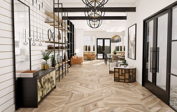 Alta Harris Farms: Stylish clubhouse featuring modern furnishings in luxury apartments at Alta Harris Farms