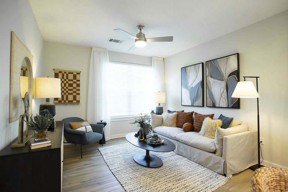 living room at Alta Harris Farms Apartments