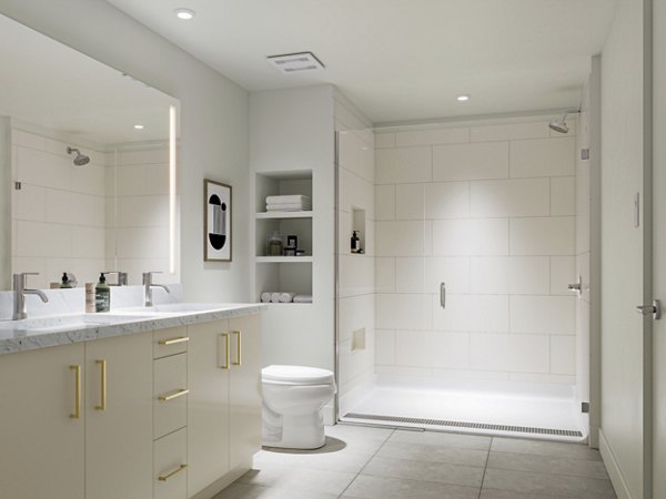 bathroom at The Row at Red Hill Apartments