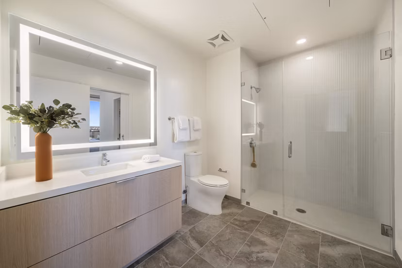 bathroom at Opus LA Apartments 