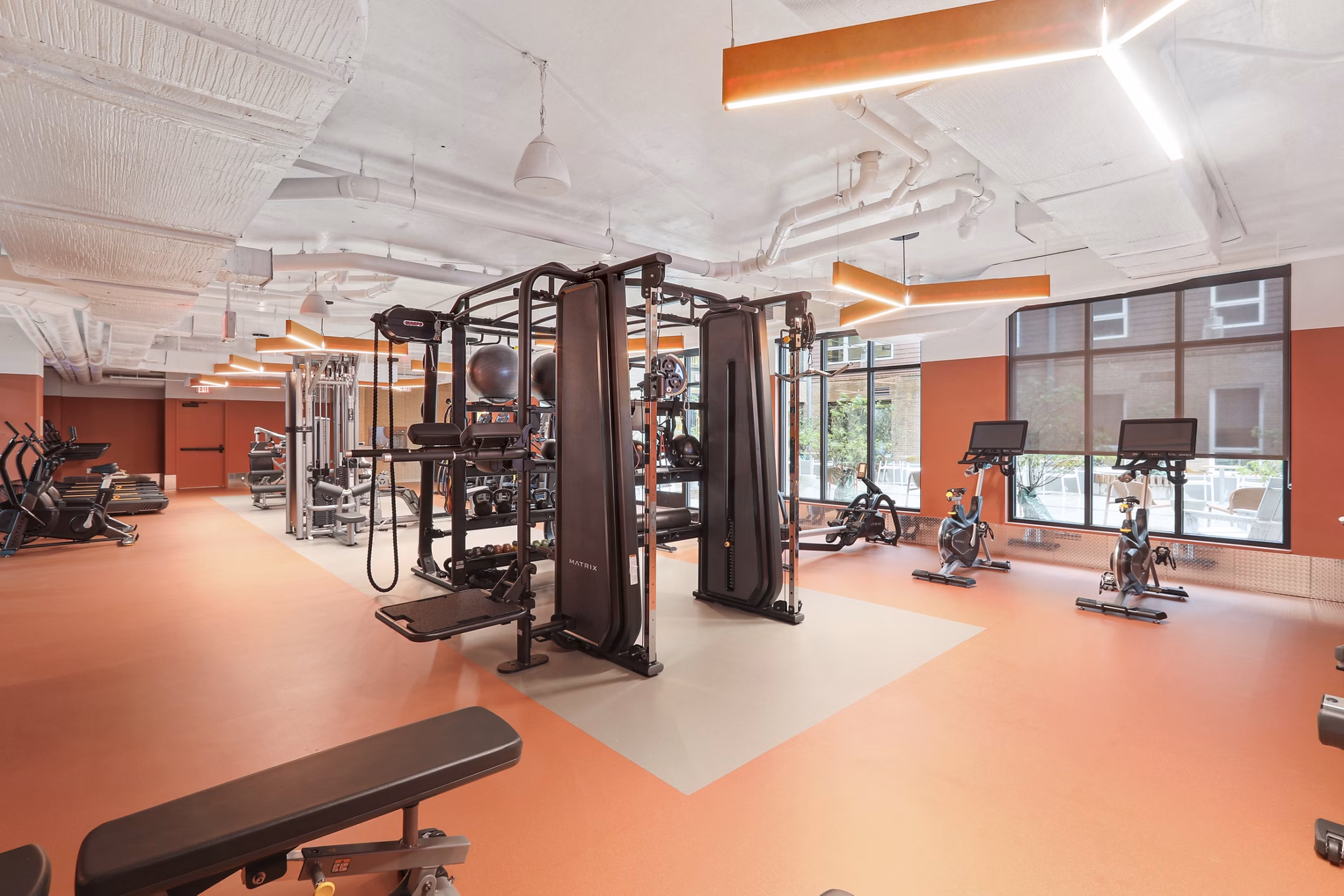 fitness center at The Glade on Laurel Apartments 