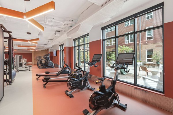 fitness center at The Glade on Laurel Apartments 