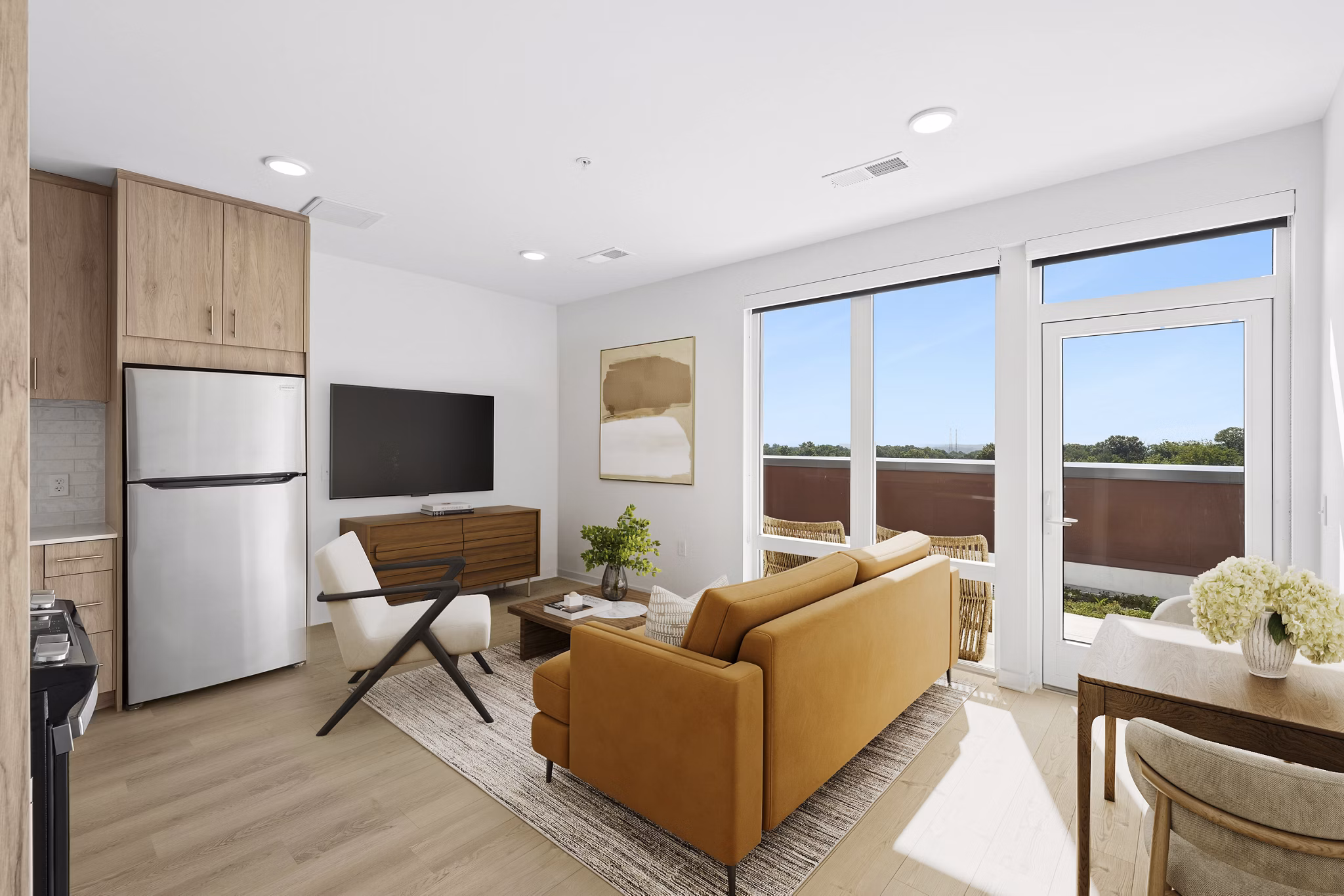 living room at The Glade on Laurel Apartments