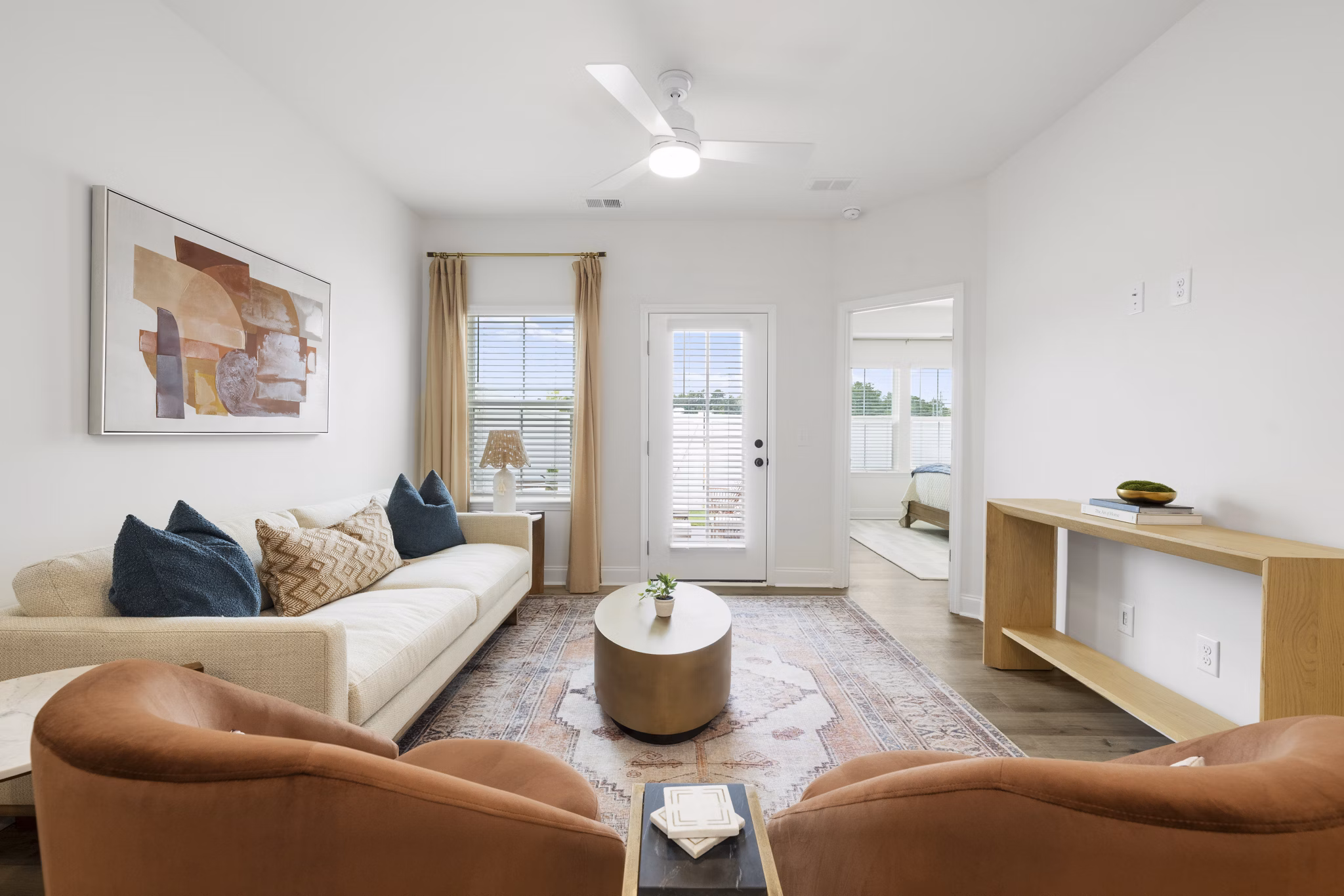 Clubhouse featuring modern design and ample seating at Oak Lake Townhomes Apartments, offering luxury living spaces for residents