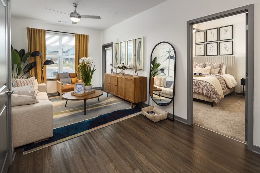 living room at The Dorsey by Alta Apartments