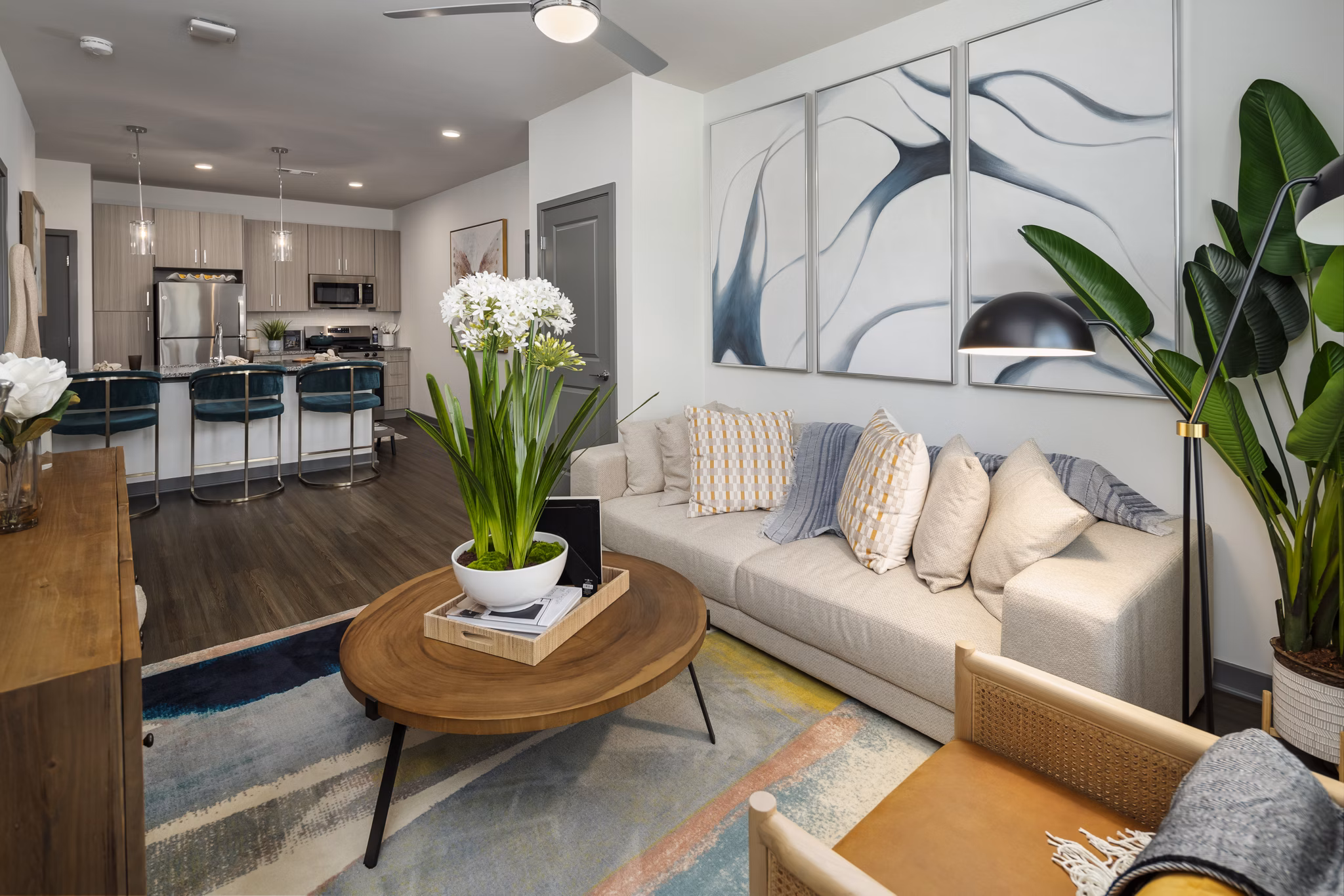 living room at The Dorsey by Alta Apartments
