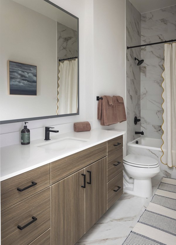 bathroom at Residences at OAK Apartments