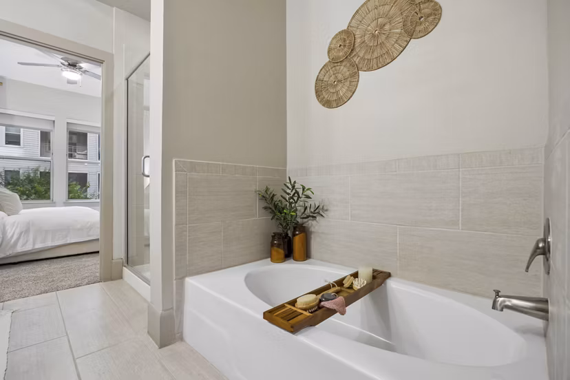 bathroom at District at Memorial Apartments