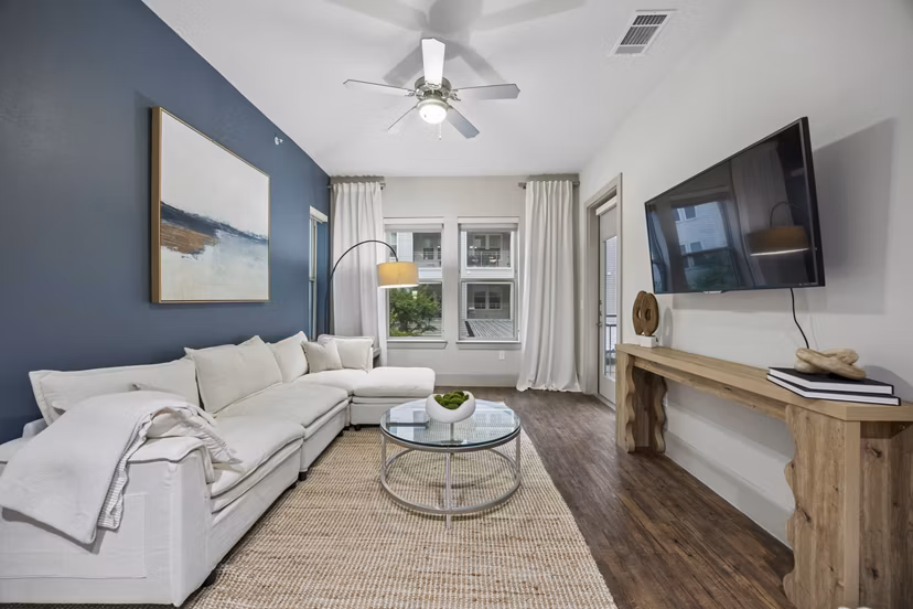 living room at District at Memorial Apartments