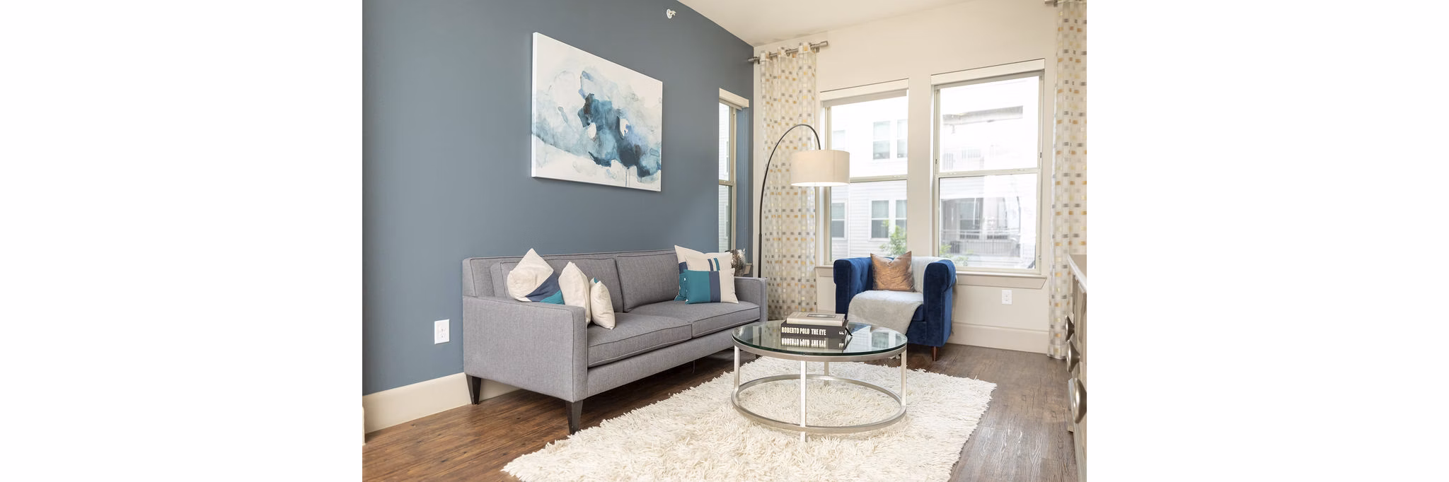 living room at District at Memorial Apartments