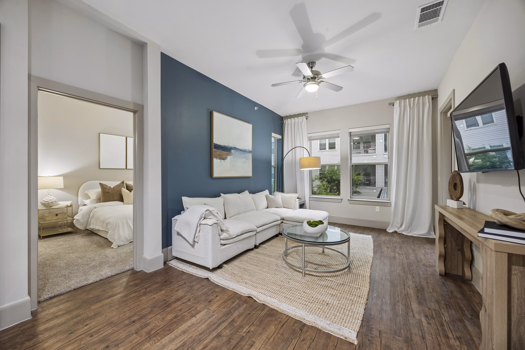 Living Room at District at Memorial Apartments