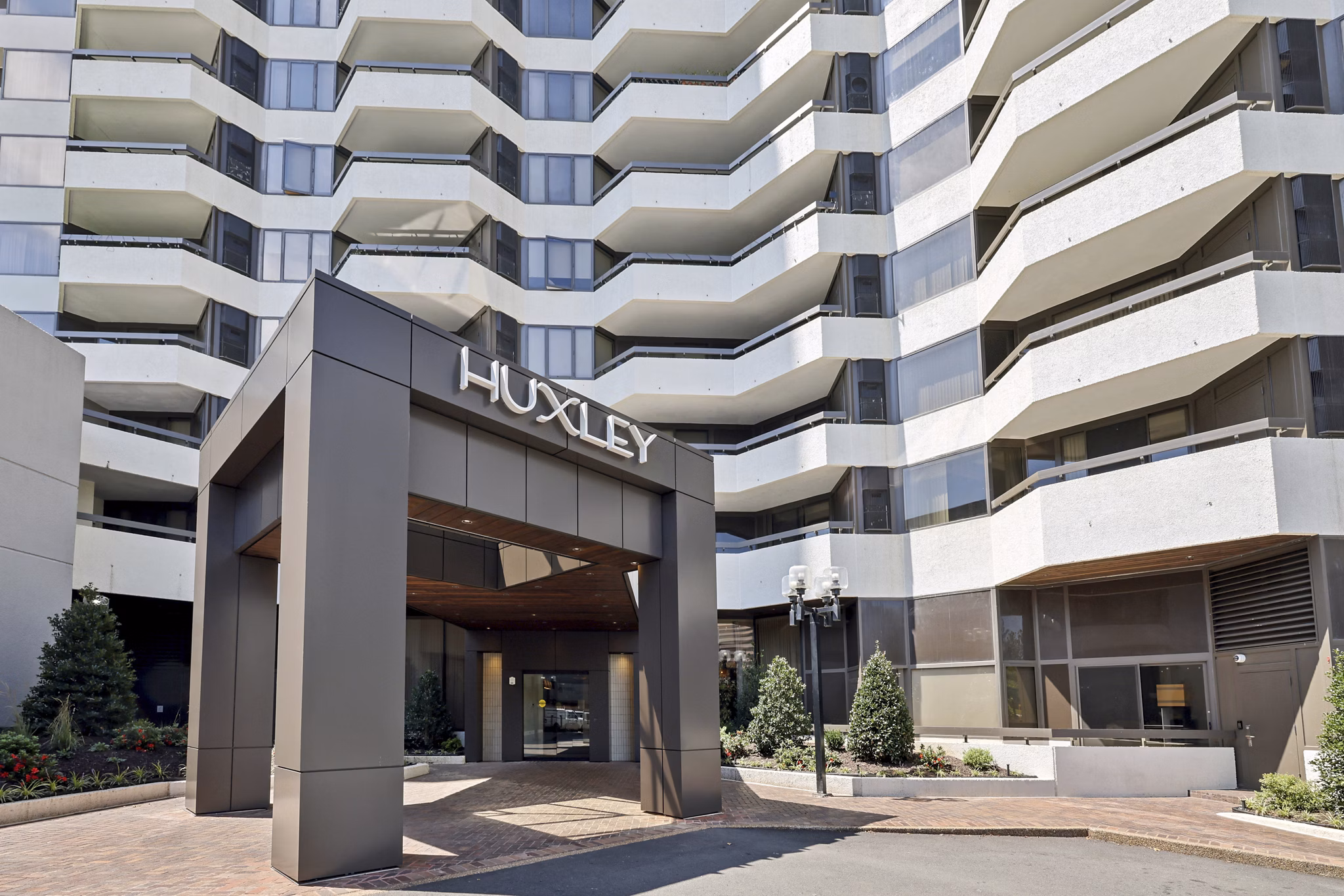 building at Huxley National Landing Apartments
