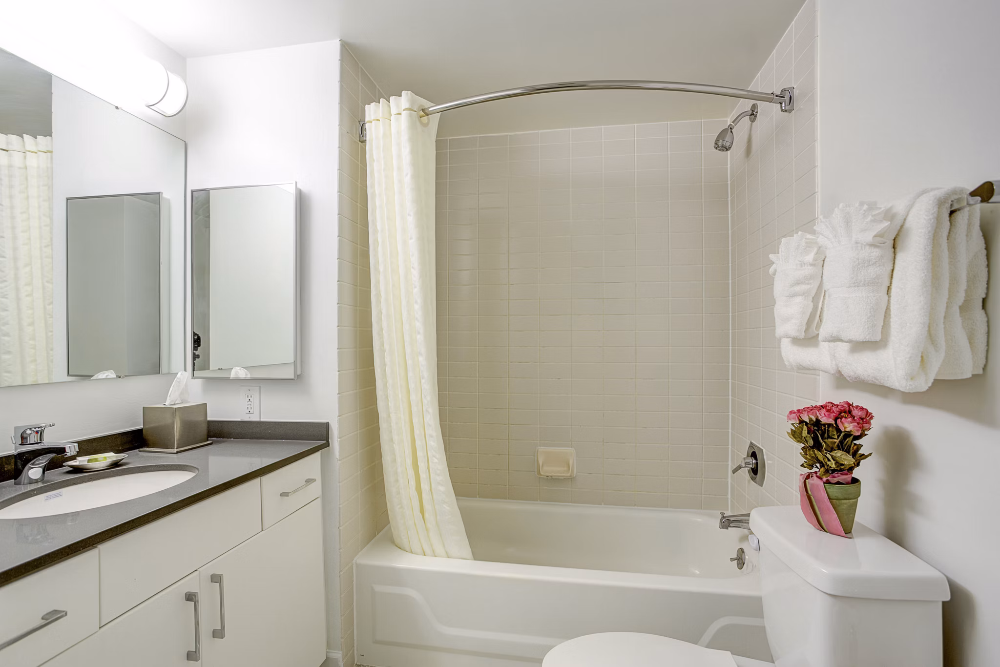 Bathroom featuring modern fixtures and sleek design at Marlowe Apartments